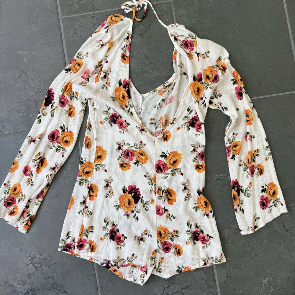 Floral Long Sleeve Women's Romper